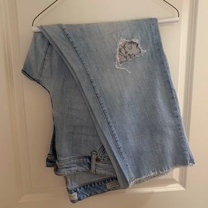 TORRID Distressed Lace Underlay Boyfriend Jeans
